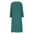 thumbnail image 4 of AherBiu Plus Size Dresses for Women Cotton Linen Long Sleeve Button Scoop Neck Ruched Loose Maxi Dress, 4 of 7