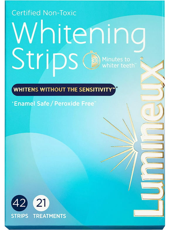 Lumineux Enamel-Safe & Peroxide-Free Teeth Whitening Strips, Dentist Formulated, 21 Pack