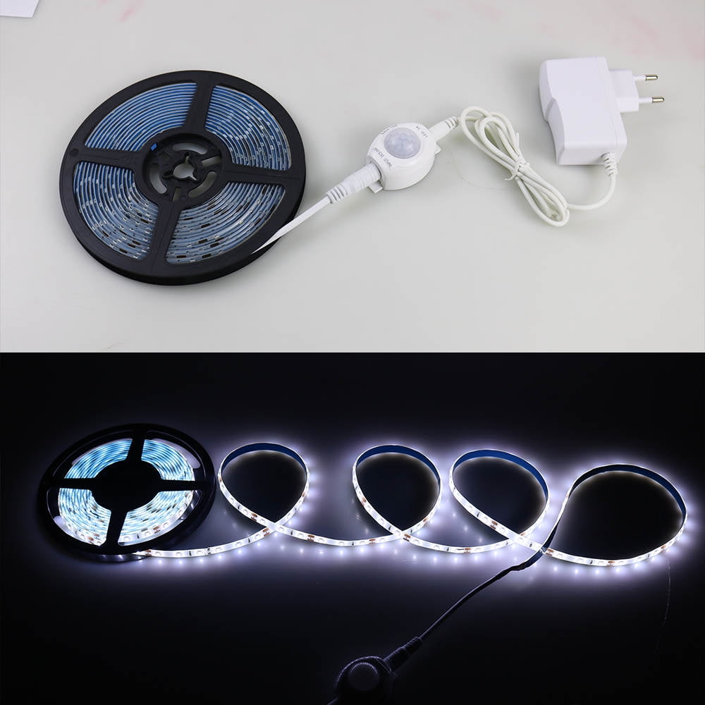 Yi Lighting 16.4ft Motion Activated LED Strip Lights, 12v Plug-in LED Rope Lights Waterproof for Under Cabinet, Kitchen, Stair, Bed, Cold White
