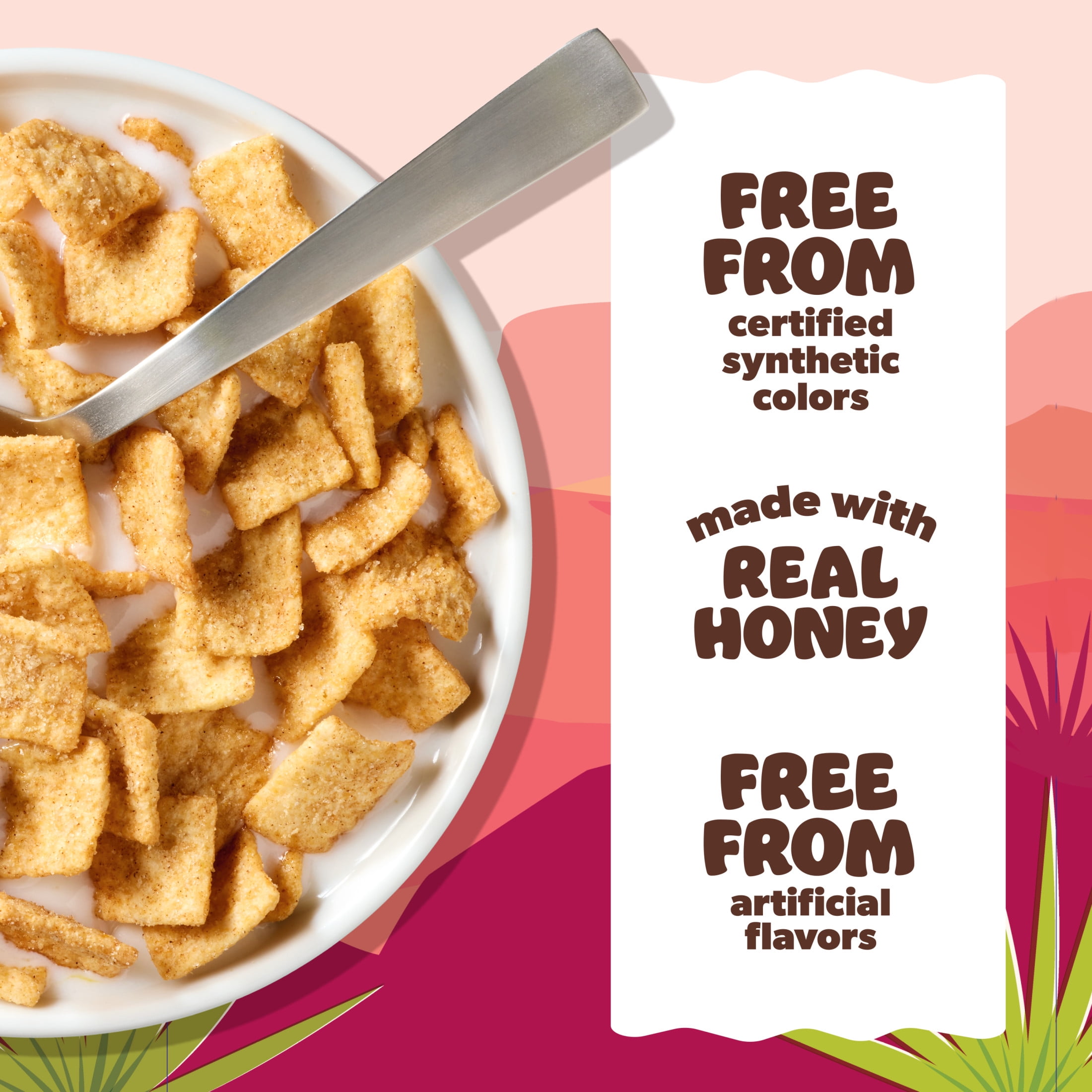 (4 pack) Mom's Best Toasted Cinnamon Squares Cereal, Cinnamon Cereal, 12 OZ Box