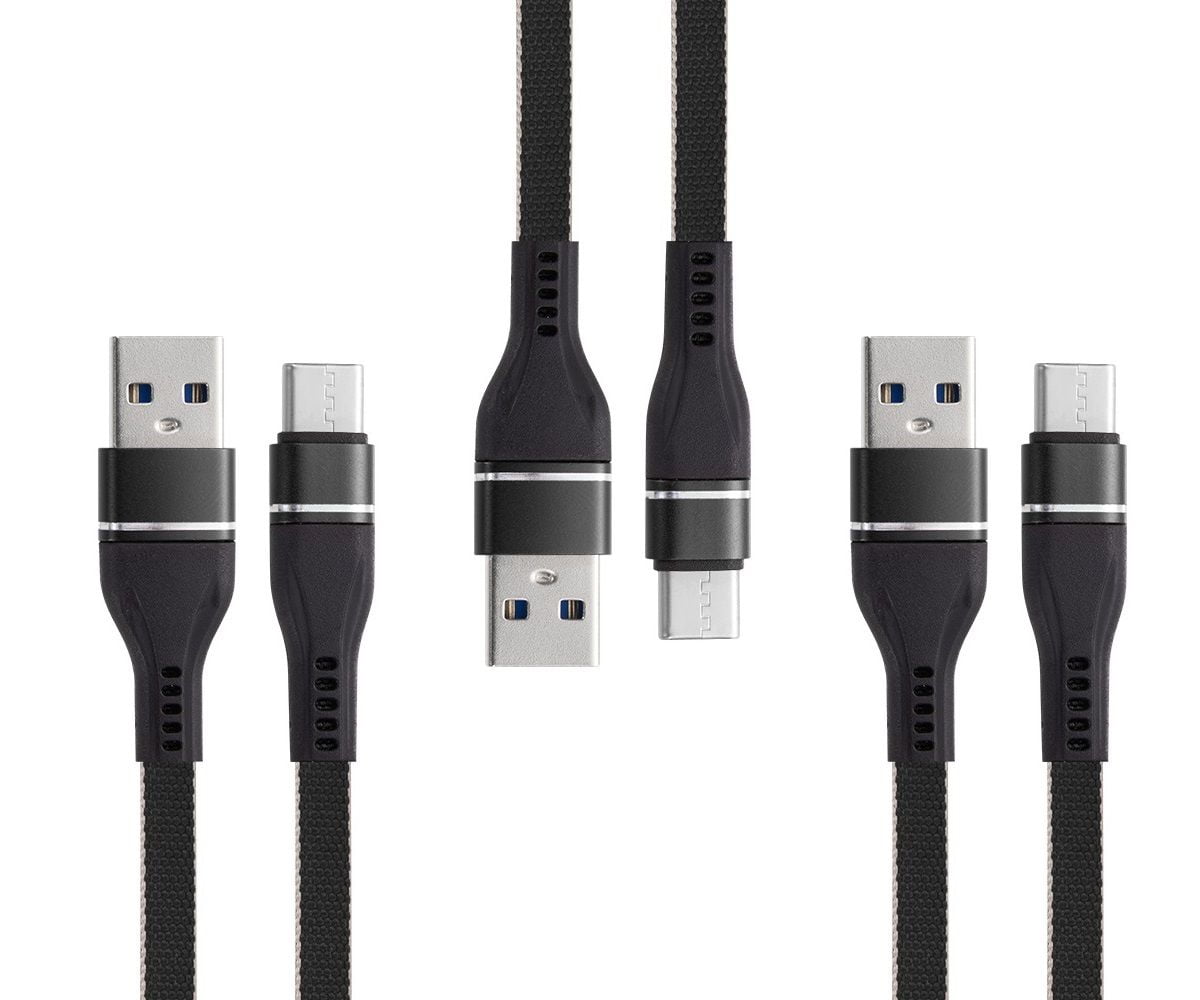 USB Cables Compatible with Cricket Influence 2-Pack - Black - 3.3 Feet Bemz 1 Meters Double Nylon Braided USB Type-C to USB-A Charger Cable