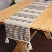 REDEARTH Table Runner-Hand Woven Exquisite Artisan Made Boho Decorative Placemats for Dining Table, Coffee Table, Console, Dresser; 100% Cotton 14x72; Taupe