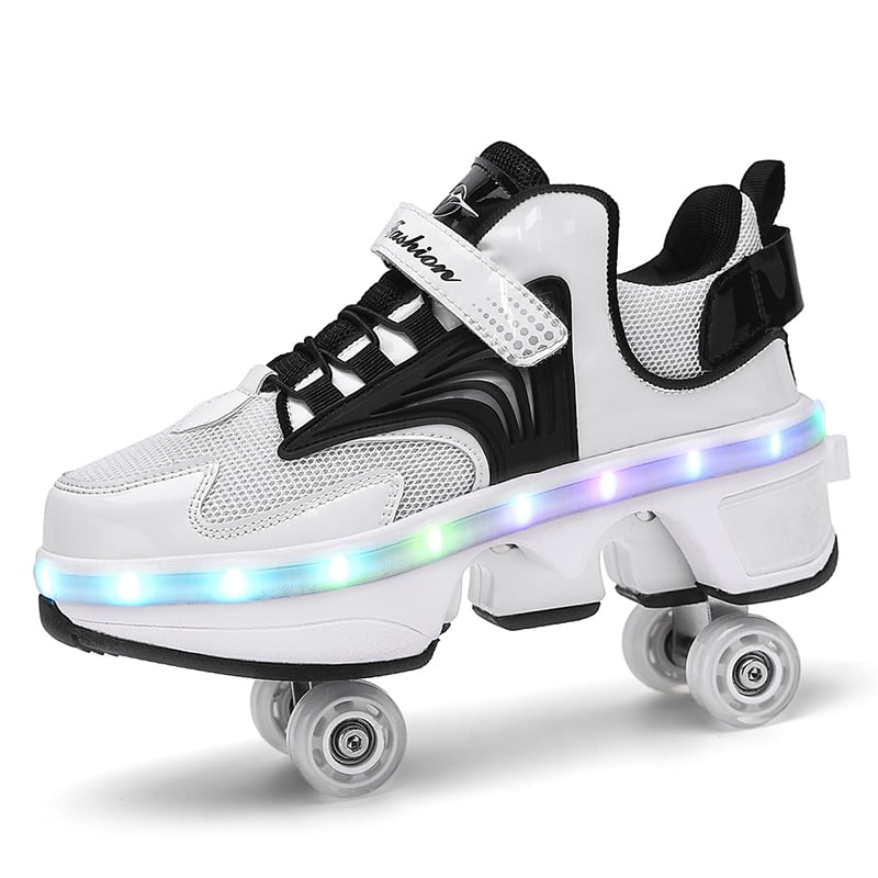 Roller Skates for Women Men, Shoes with Wheels for Girls, Kick Rollers Shoes Retractable for Boys, Adult Parkour Quad Roller Shoes, Inline Skates Children's Outdoor Skates