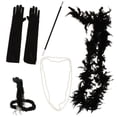 thumbnail image 1 of 5 Unidades Conjunto de Vestuario para Década de 1920 Great Diadema Boa de Plumas Negro Soledad Disfraces de fiesta de Charleston, 1 of 10