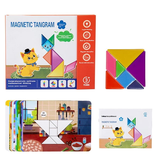 Magnetic Wooden Tangram Block Puzzle Game For Kids Activities