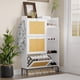thumbnail image 3 of Historyli Zapatero de ratán con 3 cajones abatibles,mueble de almacenamiento independiente con estantes ajustables para la entrada,mueble blanco, 3 of 7
