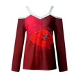 thumbnail image 2 of Aayomet Blouses for Women Fashion 2023 Womens Casual Long Sleeve Crewneck Sweatshirt Striped Printed Loose Pullover Tops Shirts,Red S, 2 of 4