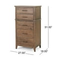 thumbnail image 2 of GDF Studio OkiOki Coastal Acacia Wood 5 Drawer Dresser, Light Brown Glaze, 2 of 8