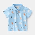 thumbnail image 2 of LYMAYTER 1-6Y Baby Toddler Summer Stripes T-Shirt for Boys Short Sleeve Lapel T Shirt, 2 of 8