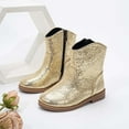 thumbnail image 7 of Toddler Girl Boots,Stylish Girls Booties Ankle Boots for Everyday Wear Round Toe Low Heel Comfortable Casual Footwear for Kids for School and Daily Outfits,Toddler Snow Boots,Gold,4-4.5 Years, 7 of 7