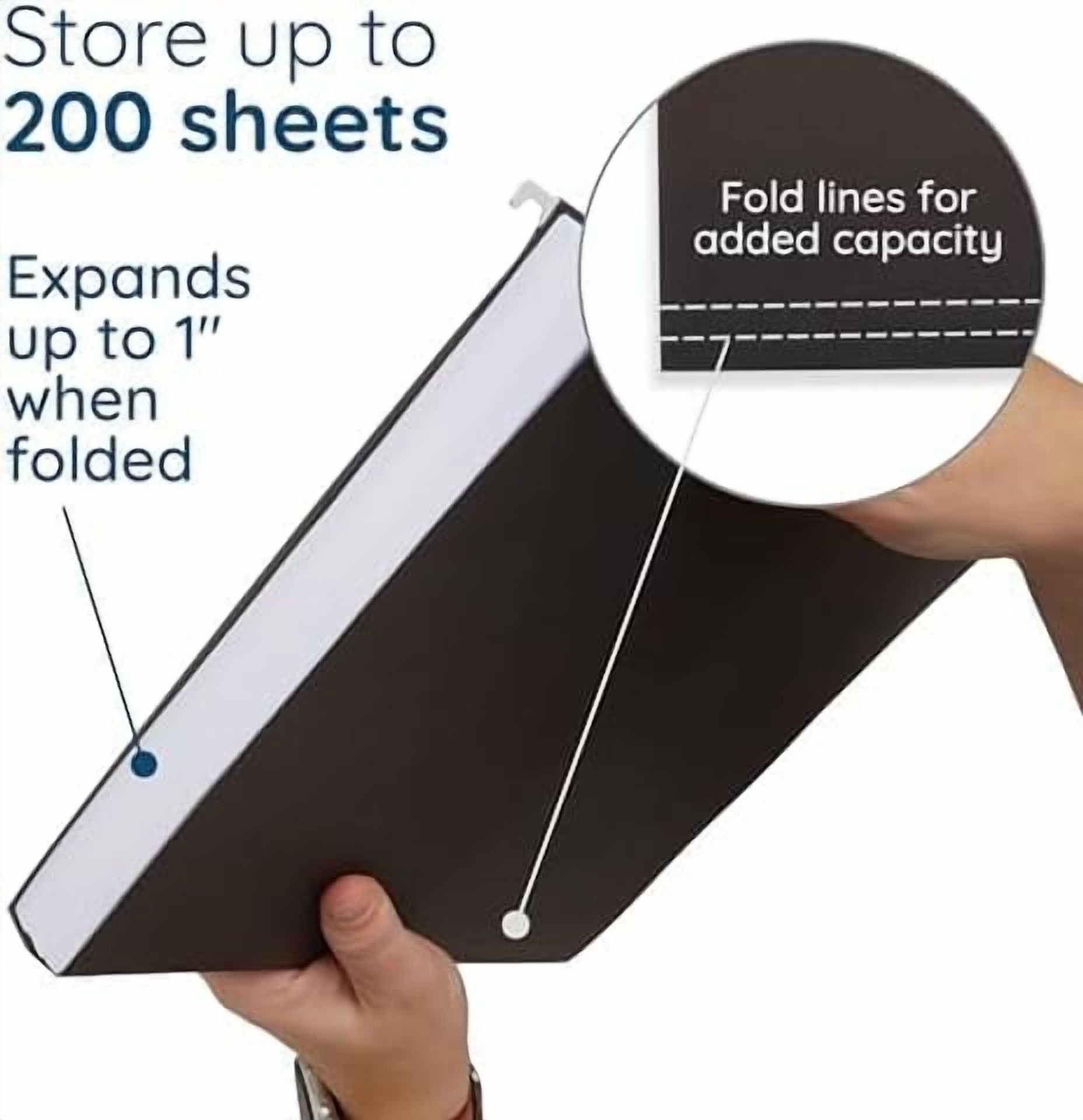 Hanging File Folders, 25 Reinforced Hang Folders, Designed for Home and Office Color Coded File Organization, Letter Size, Black, 25 Pack