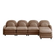 thumbnail image 6 of FFZ Teddy Fabric Cloud 4-Seat Sofa Curved Backrest Lumbar Pillows Ottoman Camel For Living Room Apartment, 6 of 11