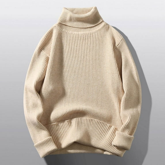 fartey Mens Sweater Knit Turtle Neck Classic Casual Top Long Sleeve Loose Warm Pullover Sweater
