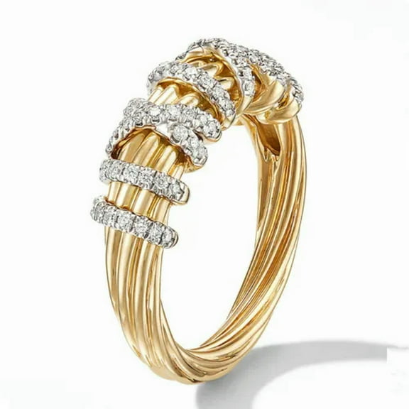 7MM Cross AAA Cz Band Women 18K Yellow Gold Plated Womens Wedding Ring Size 6-10