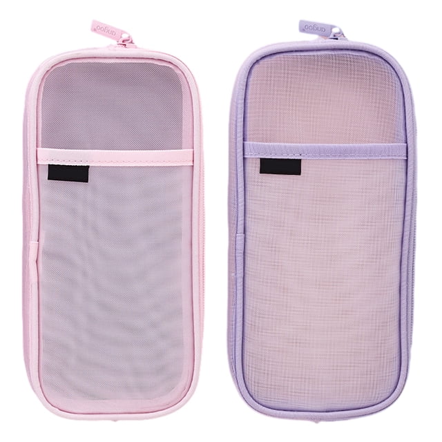 FloreceBien - Estuche para lápices de malla de rejilla, 2 unidades, con cremallera, transparente, para maquillaje, color, bolsa de cosméticos, multiusos, para viajes, estilo: estilo 1;