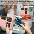 thumbnail image 2 of Wallet Case for iPhone 6 iPhone 6S, 5 Card Slots Magnetic Closure Zipper Pocket Handbag PU Leather Flip Case with Wrist Strap TPU Kickstand Cover for iPhone 6/6S - Rose Gold, 2 of 16