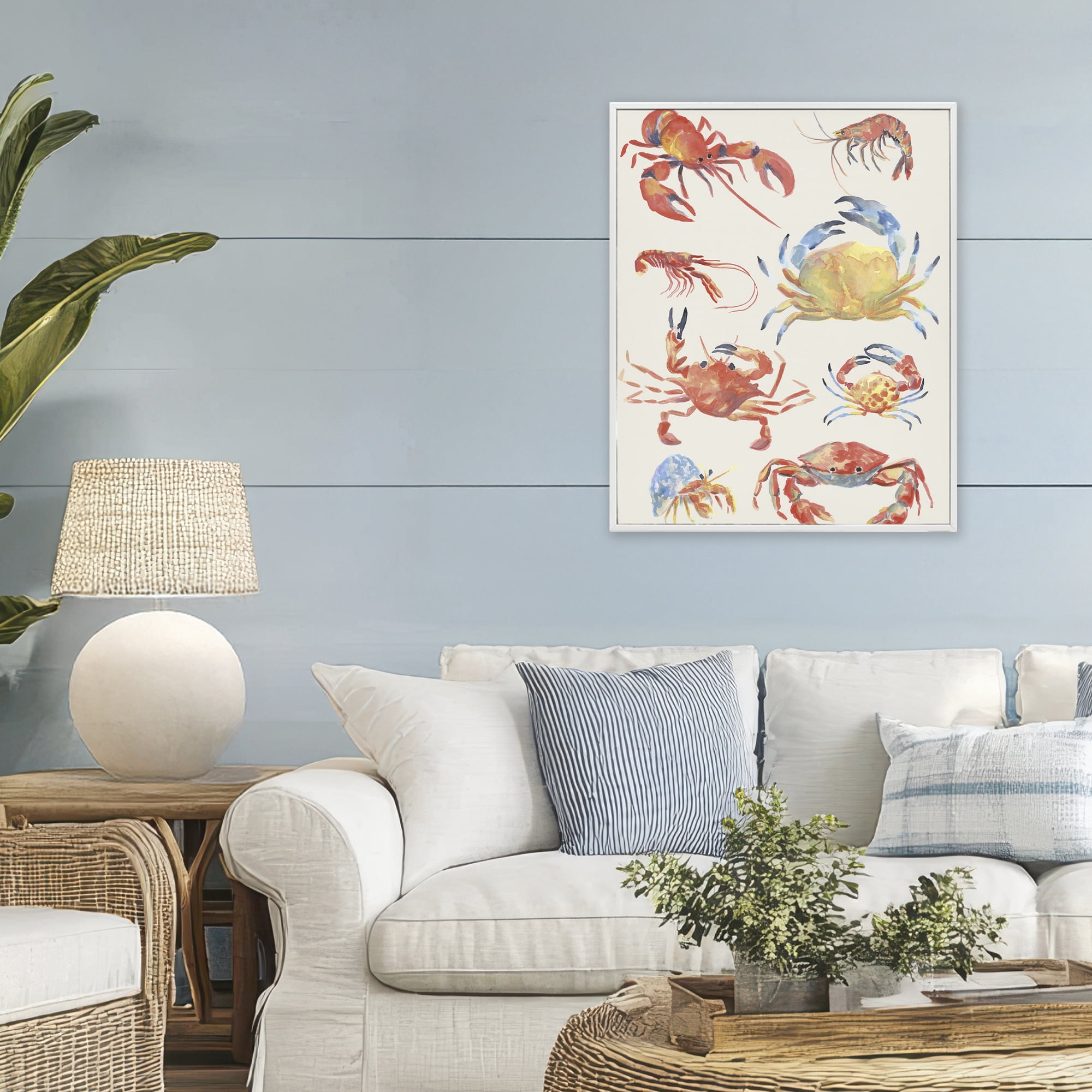 Stupell Industries Crab & Crustacean Collection White Framed Giclee Art, design by June Erica Vess