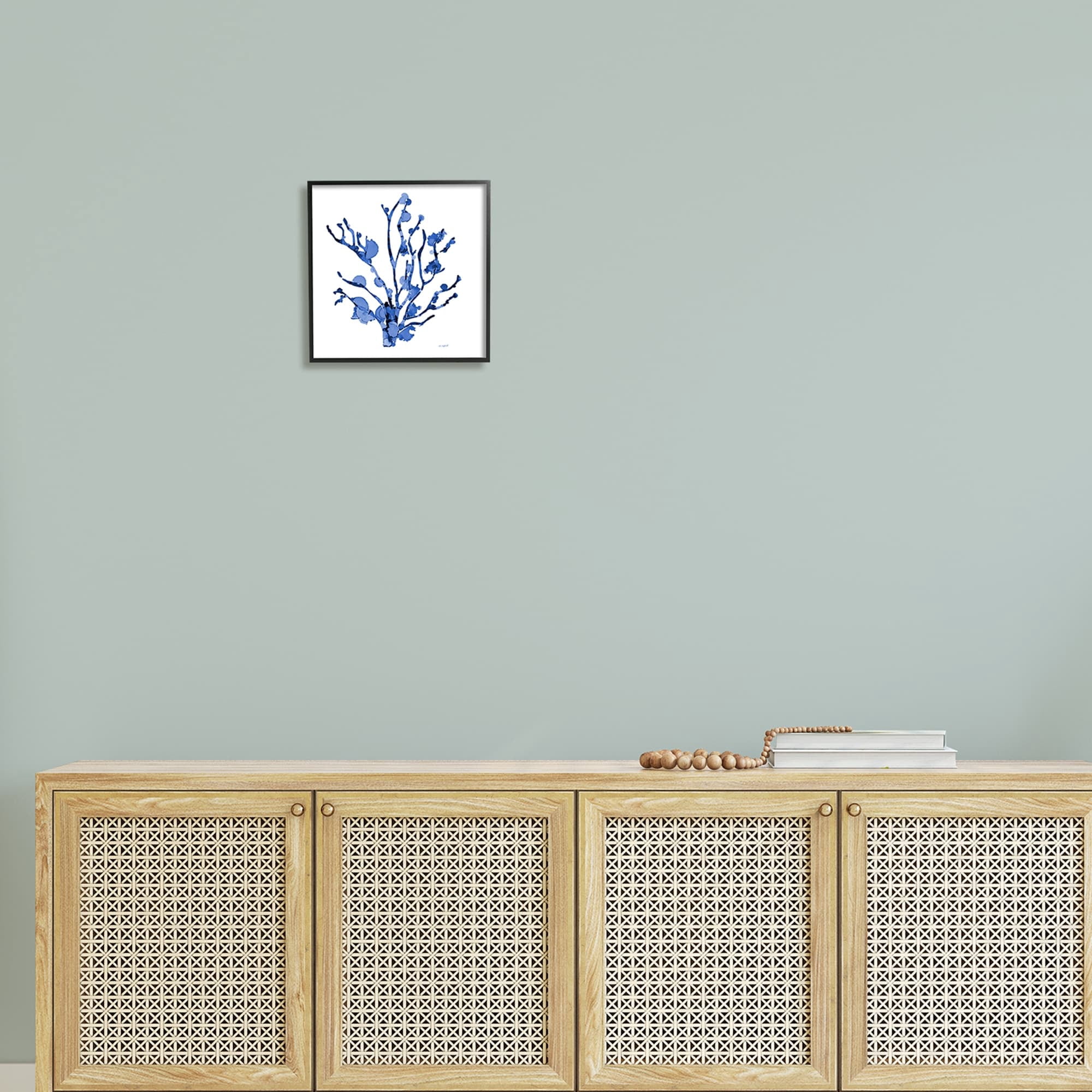 Stupell Industries Detailed Coral Sea Life Blue Watery Pattern Painting Black Framed Art Print Wall Art, Design by Patti Mann