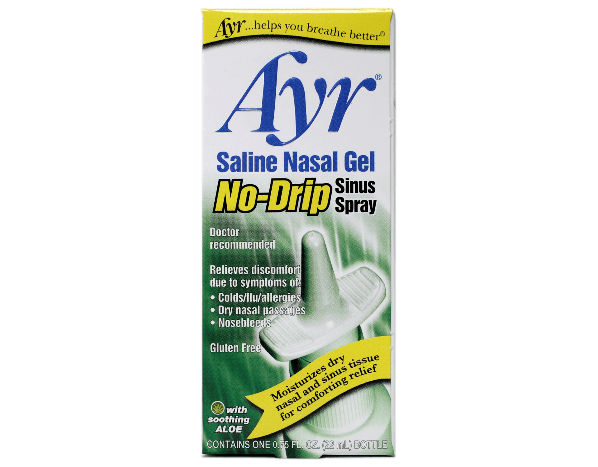 5 Pack - Ayr Saline Nasal Gel No-Drip Sinus Spray 0.75oz Each