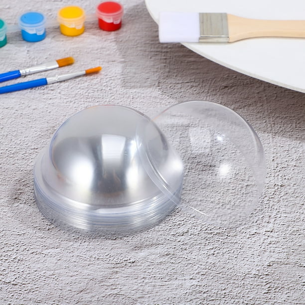 20pcs Ornamento de media domo de plástico transparente para artesanías y decoración del hogar ideal para reemplazo de globo de nieve y carcajista