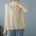 thumbnail image 2 of CYRBOKO Tank Tops for Women, Sleeveless Summer Loose Crew Neck Sport Tops Beige Size L, 2 of 5