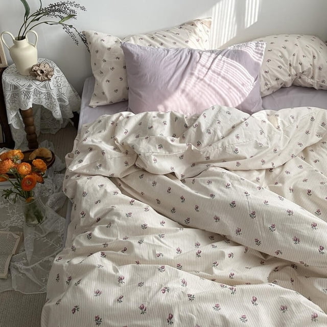 Juego de cama Vintage Grandmacore con estampado floral
