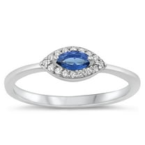 CHOOSE YOUR COLOR Blue Simulated Sapphire Ring .925 Sterling Silver Eye of Providence Band CZ Female Size 5