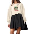 thumbnail image 1 of Pisexur Robes de Noël pour Femmes Mode Imprimé Noël Robes de Vacances Décontractées Col Rond Manches Longues Robe Fluide à Étages Mini Robe de Fête, 1 of 4