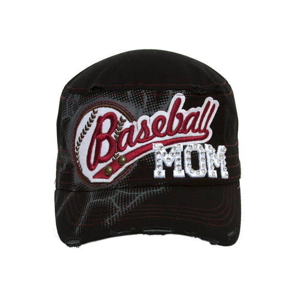 TopHeadwear Baseball Mom Casquette de Cadet Réglable en Détresse - Noir
