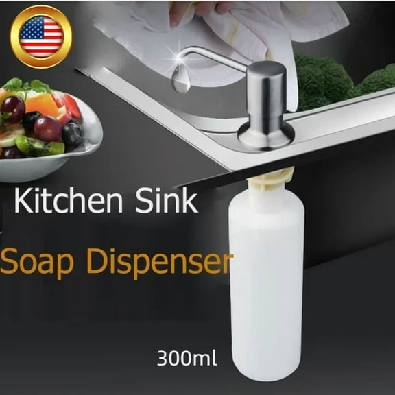 Stainless Steel Soap Dispenser Kitchen Sink Hands Bath Liquid Pump Bottle 300Ml