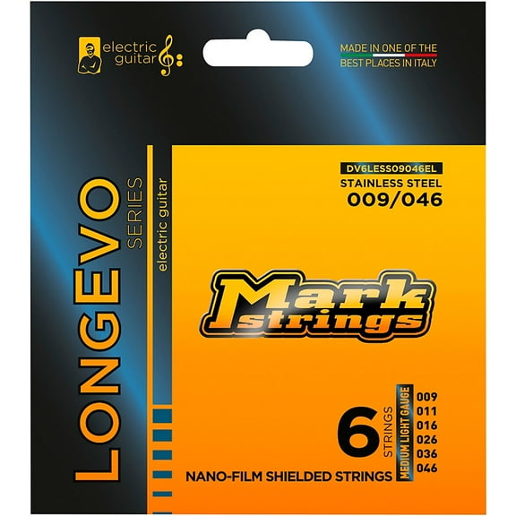 Markbass Longevo Series Nanofilm Shielded Stainless Steel Electric Guitar Stings (9-46)
