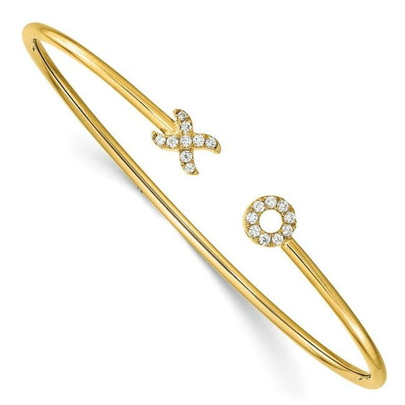 Quality Gold BM8404-020-YA 14K Diamond X & O Cuff Bangle Bracelet