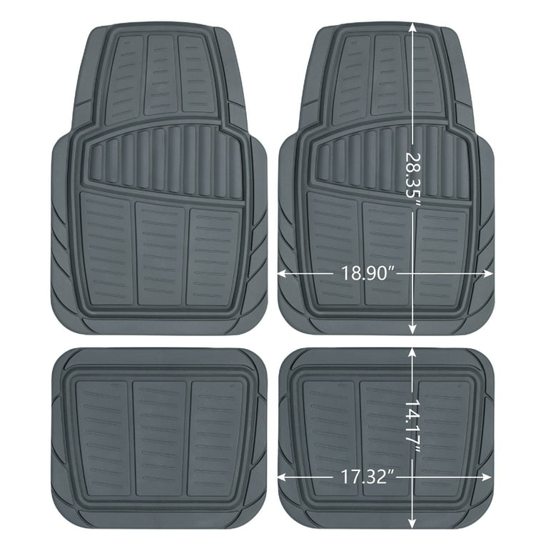 Auto Drive 4PC Rubber Car Floor Mat Toll Grey - Universal Fit 