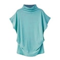 thumbnail image 3 of Blouse Décontractée en Coton à Manches Courtes Col Roulé pour Femmes, T-shirt Grande Taille, 3 of 5