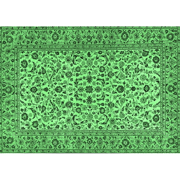 Ahgly Company Indoor Rectangle Persian Emerald Green Traditional Area Rugs, 8' x 12'