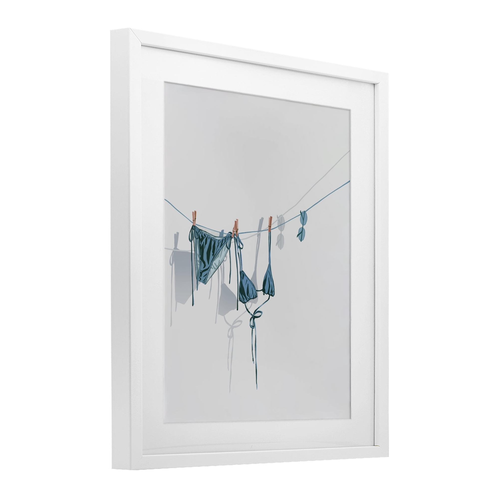 Stupell Industries Teal Bikini on Clothesline White Framed Print Under Glass, design by Ziwei Li