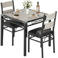 thumbnail image 1 of Compact 2-Person Dining Set,  Table & 2 Upholstered Chairs - Space-Saving for Small Kitchens, Apartments & Breakfast Nooks, Grey, 1 of 9