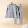 thumbnail image 5 of TIREOW Girls and Boys Thermal Underwear 2 Piece Set Solid Color Crewneck Long Sleeve Top and Matching Pants Loungewear Sleepwear Set, 5 of 5