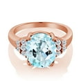 thumbnail image 2 of Gem Stone King 6.58 Ct Oval Sky Blue Topaz White Topaz 18K Rose Gold Plated Silver Ring (Size 9), 2 of 4