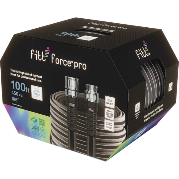 FITT Force Pro Water Hose, Heavy-Duty Commercial Grade Garden Hose, Blue 5/8" 100 ft