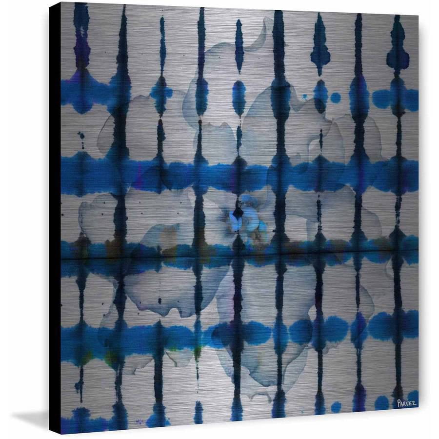 Parvez Taj  'White Flower Squared' Painting Print on Brushed Aluminum 18 x 18