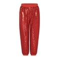 thumbnail image 3 of dPois Pantalons Harem de Danse Jazz Hip-Hop pour Filles Enfants Sequins Bas de Fête Disco Performance sur Scène Rouge 150, 3 of 7