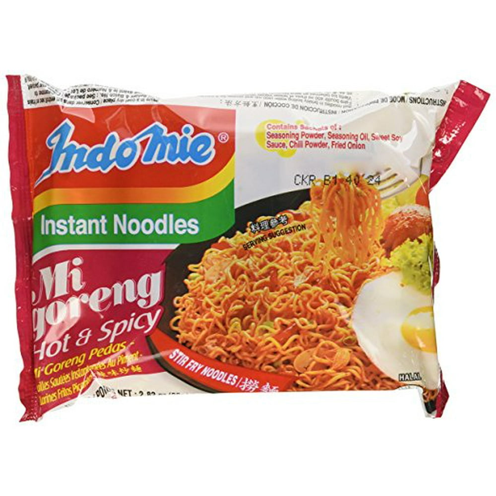 Indomie Instant Fried Noodles Spicy & Hot, 2.82oz (Pack of 30
