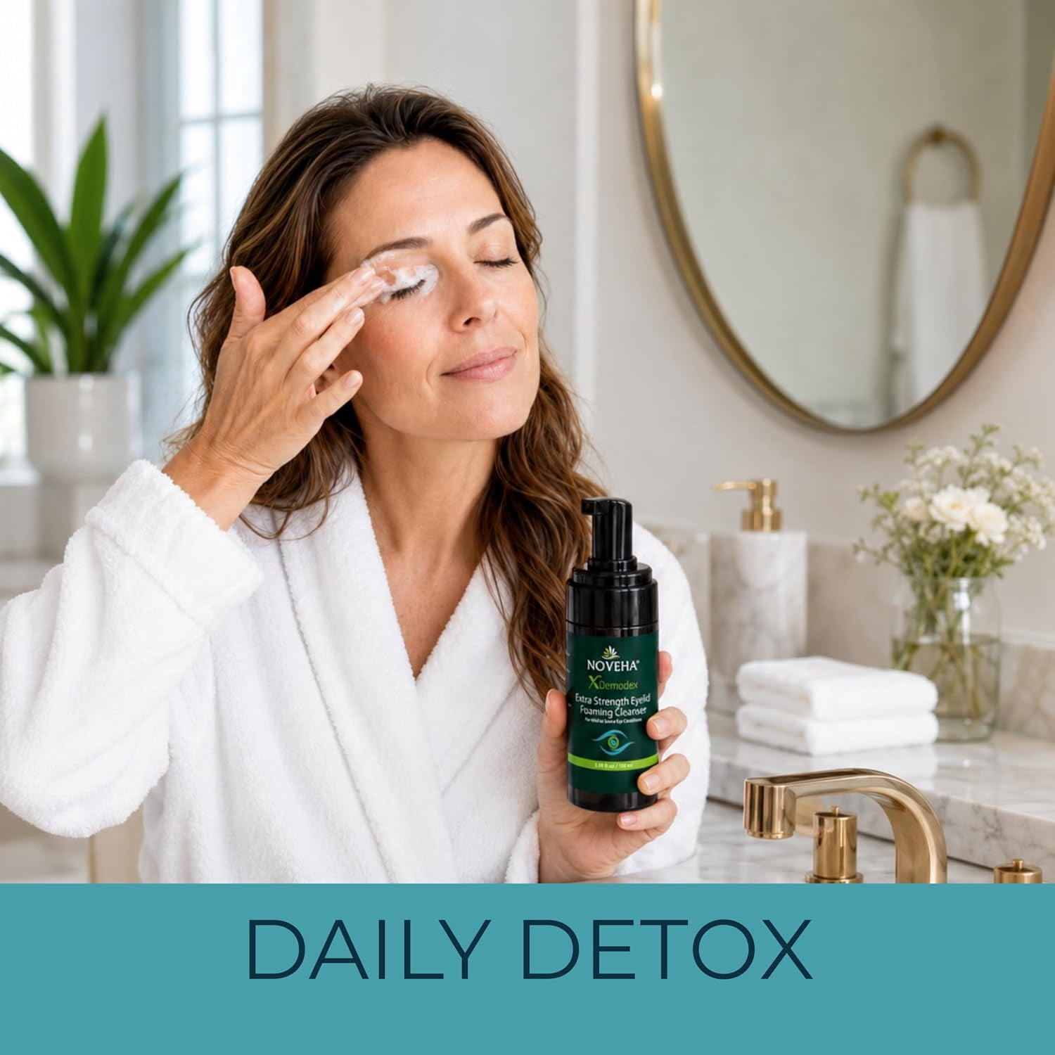 Demodex Eyelid Cleanser Foam | Extra Strength Tea Tree Oil Formula | Daily Face Wash For Eyelash, Demodex, MGD, Stye Eyes, Eye Irritations & Skin Dryness, 3.38 fl oz (100ml)