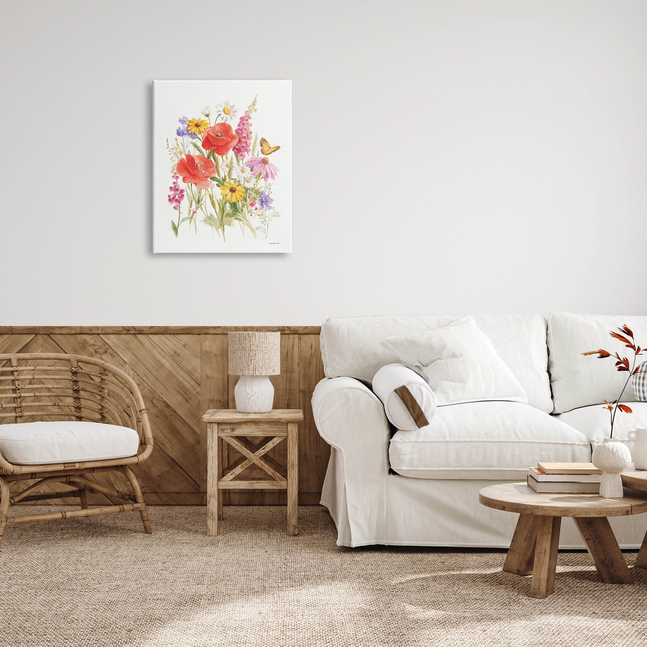 Stupell Industries Mixed Flower Arrangement Butterfly Graphic Art Gallery Wrapped Canvas Print Wall Art, Design by Danhui Nai