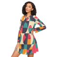 thumbnail image 3 of FORMRS Womens Long Sleeve Nightgowns Crew Neck Sleep Shirt Soft Pajamas Sizes S-3XL, Retro Geometric, 3 of 8