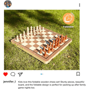 15 Inches Magnetic Wooden Chess Set - 2 Extra Queens - Folding Board - Pieces Storage Slots, Handmade Portable Travel Chess Game