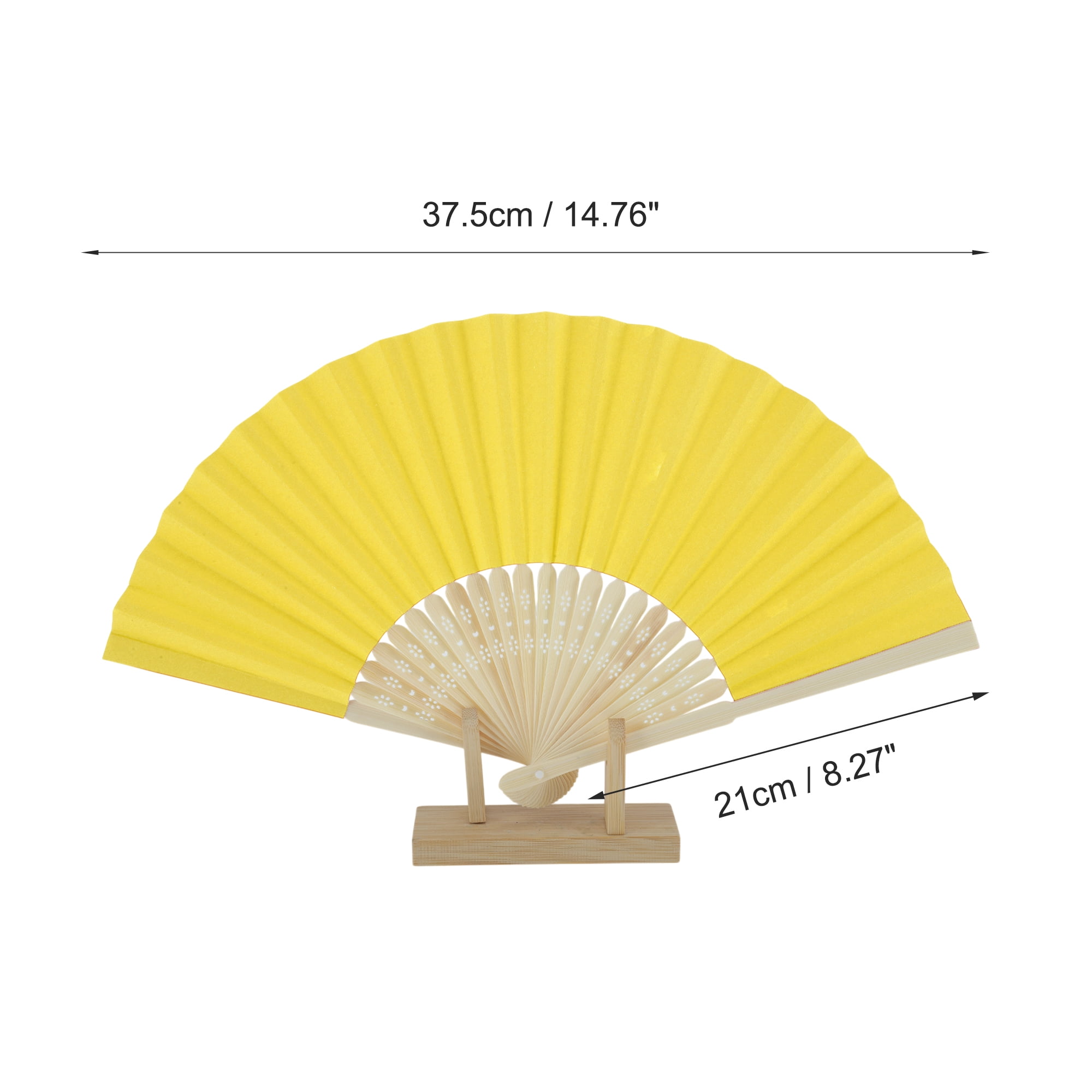 Unique Bargains Portable DIY 7-Inch Blank Folding Fan 1 Pc Lemon Yellow