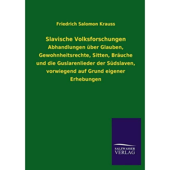 Slavische Volksforschungen (Paperback)
