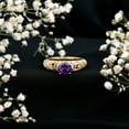 thumbnail image 3 of Amethyst Engagement Ring with Diamond (1.2 Carat, Round AAA Quality Amethyst), 10K Yellow Gold, US 13.00, 3 of 8